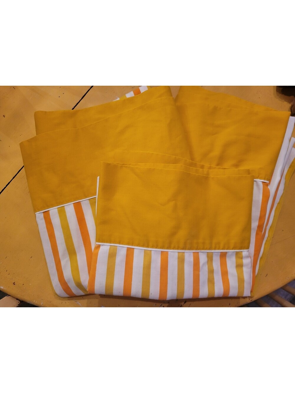 Vtg Mod 60s Gold/orange JC Penney Twin 3 Pcs.- 2 Flat Sheets & 1 Pillowcase
